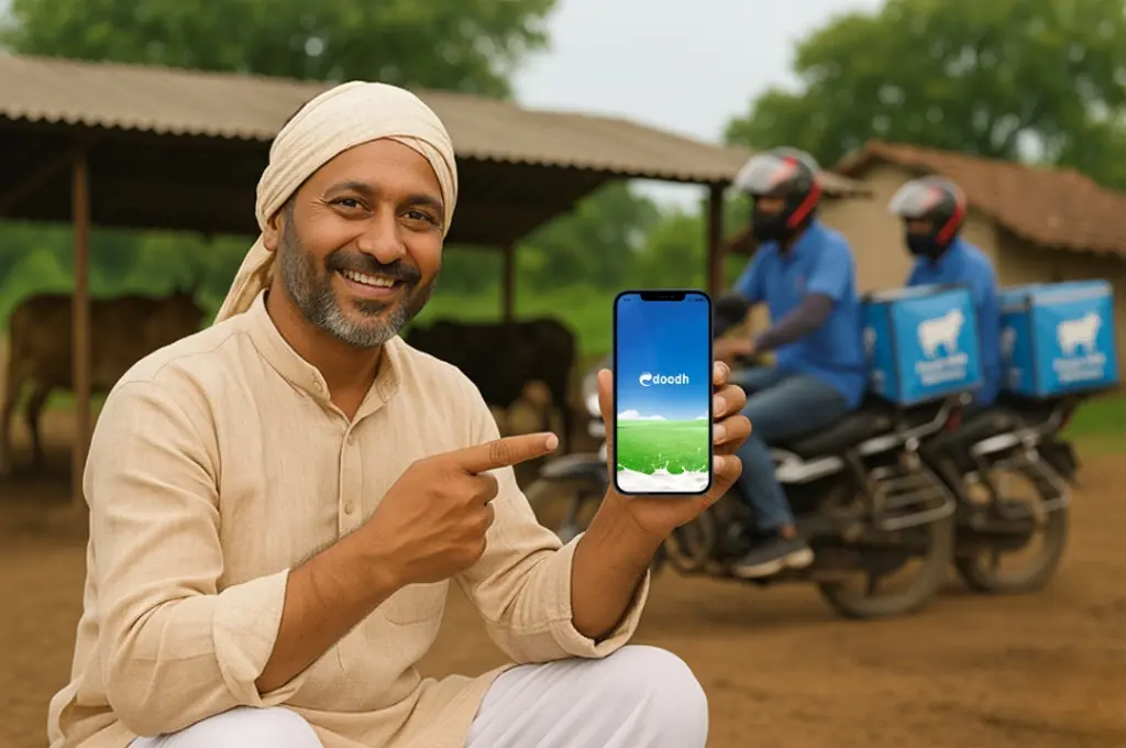 Happy Milk Vendor using Edoodh App